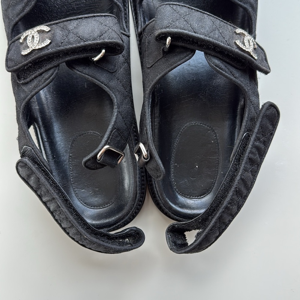 Chanel Quilted Dad Sandals, Black, Size 39.5 - Picture 13 of 17